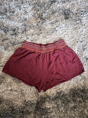 Mossimo Supply Co. Burgundy Smocked Waist Band Shorts